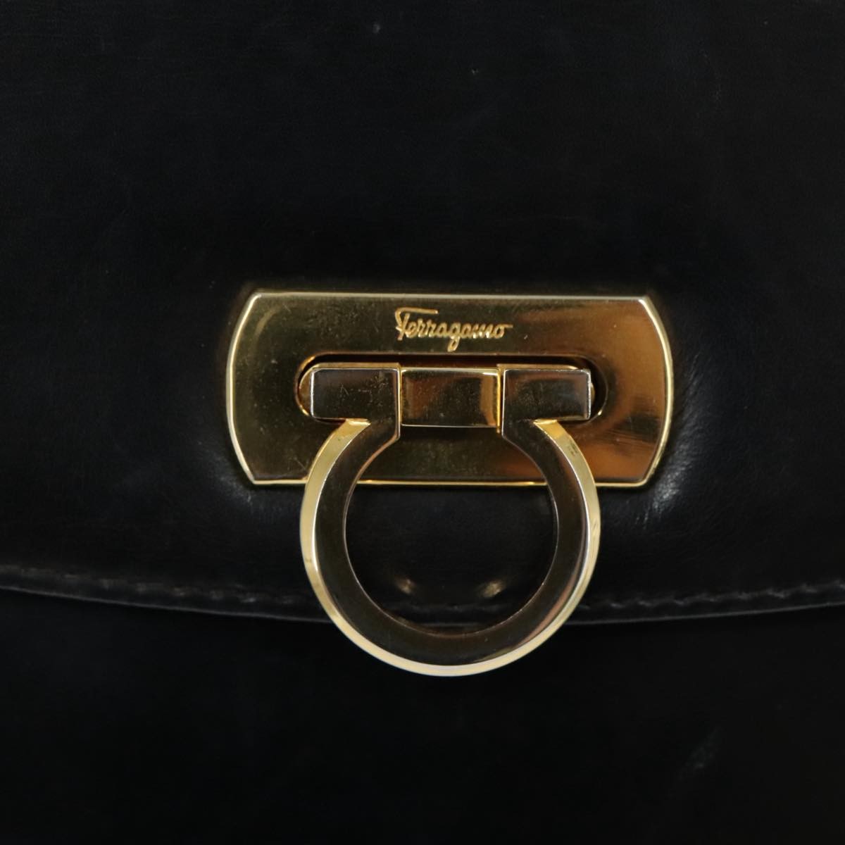 Salvatore Ferragamo Gancini Flap Shoulder bag Leather, Black, Leather, Shoulder Bag