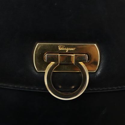 Salvatore Ferragamo Gancini Flap Shoulder bag Leather, Black, Leather, Shoulder Bag