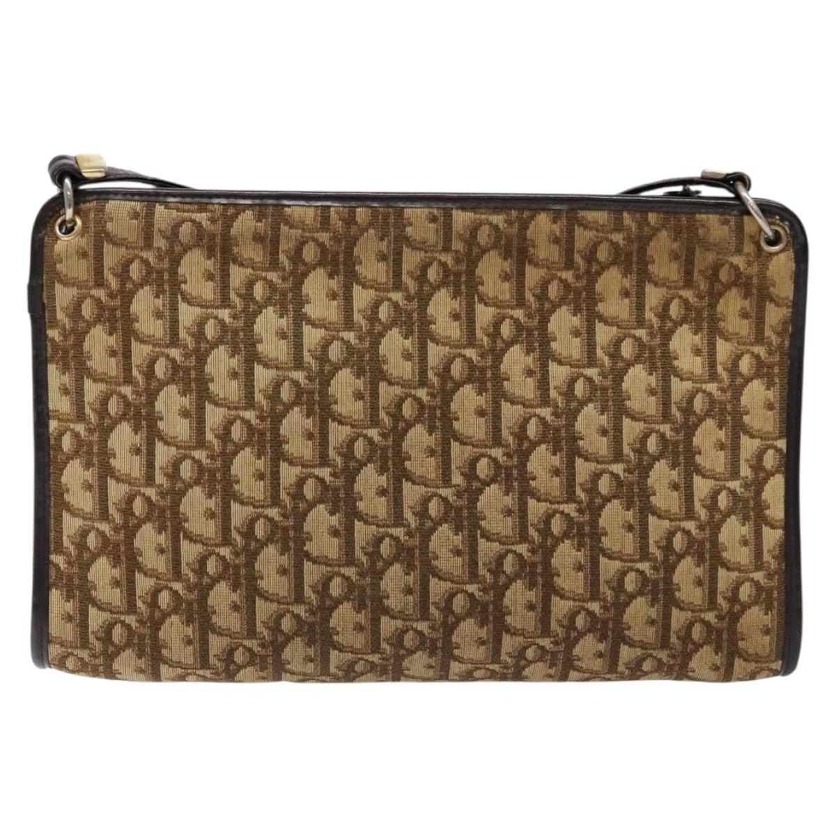 Christian Dior Vintage Trotter Shoulder Bag Canvas, BROWN, CANVAS, Shoulder bag