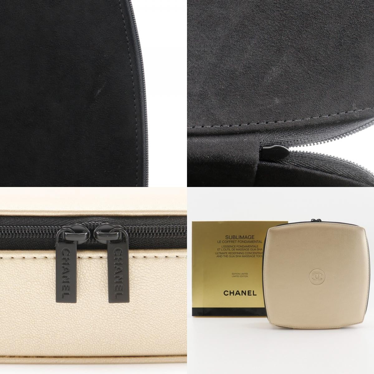 Chanel Sabri Mage Pouch Leather, GOLD, LEATHER, Clutche & pouche