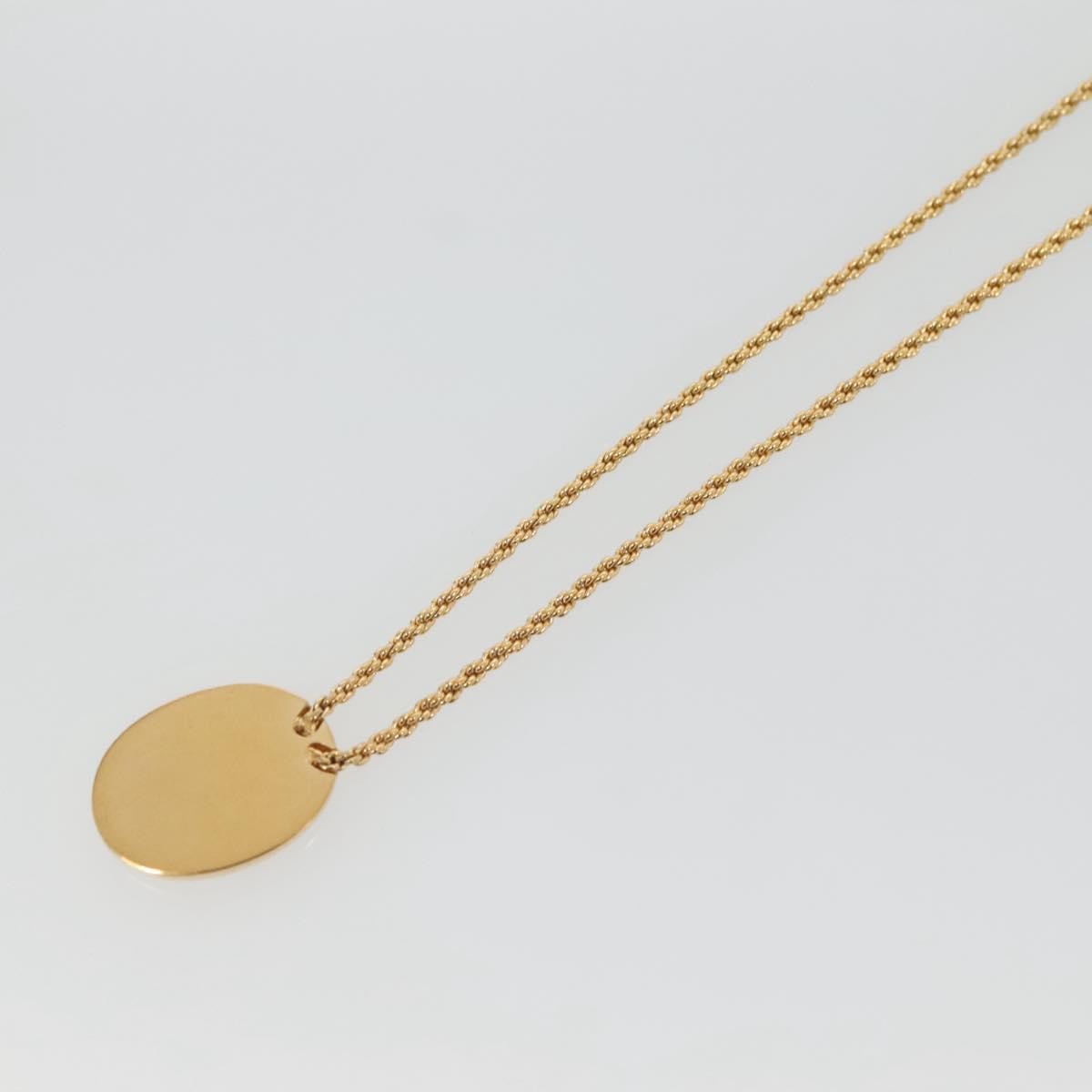 Christian Dior Vintage Logo Round Pendant Necklace Metal, GOLD, METAL, Necklace