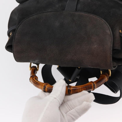 Gucci Vintage Bamboo Backpack Suede, NAVY, SUEDE, Backpack