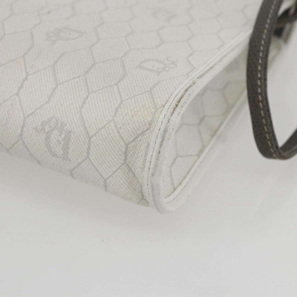 Christian Dior Vintage Honeycomb Shoulder Bag Canvas and Leather, WHITE, CANVAS, Shoulder bag