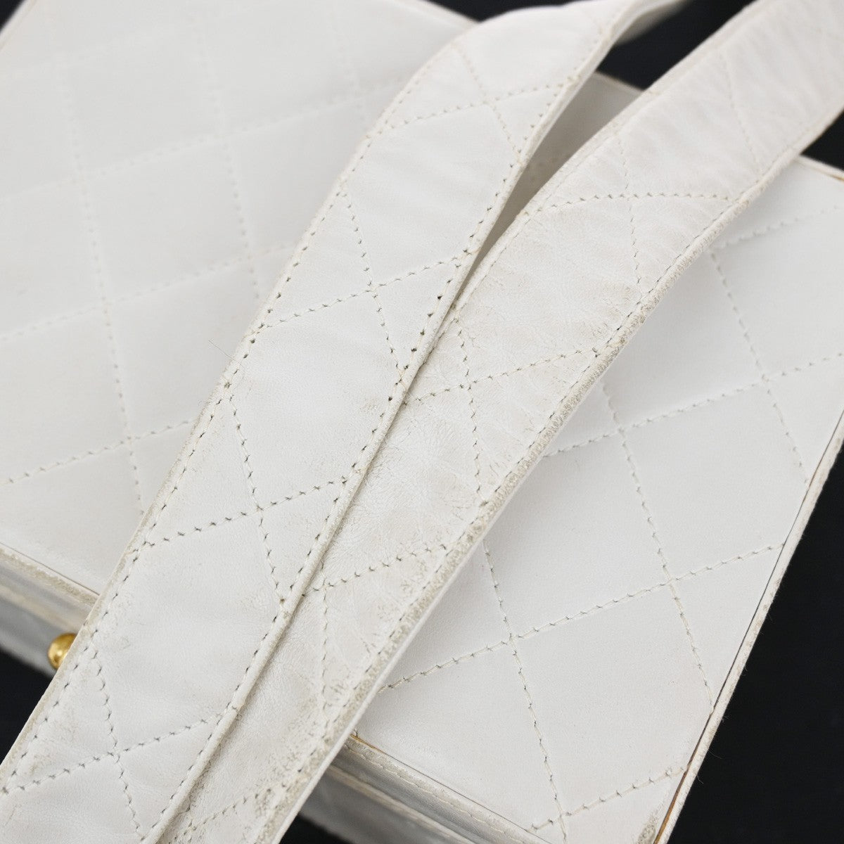 Chanel CC Logo Chain Handbag Canvas and Leather, ECRU, CALFSKIN, Handbag