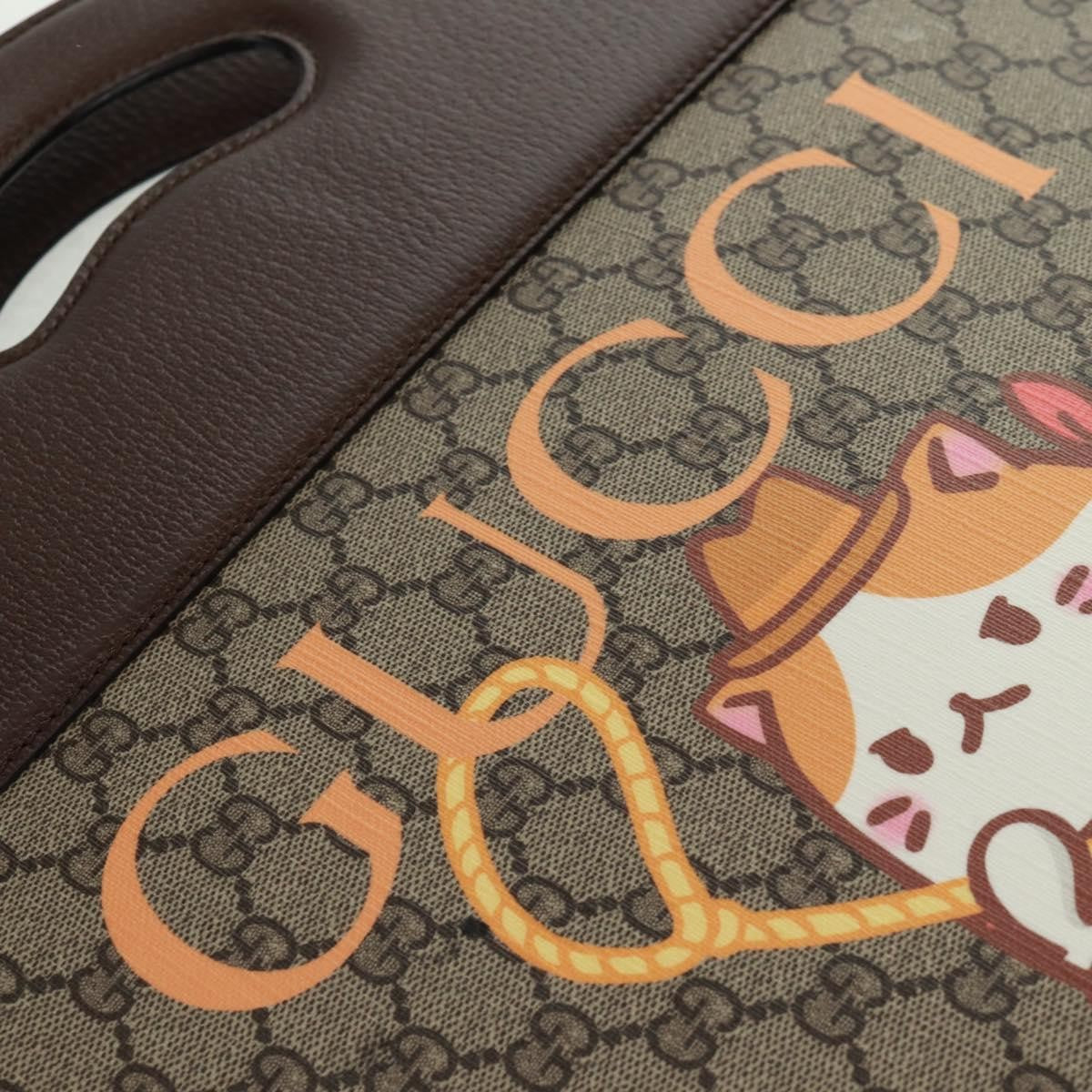 Gucci Cut Out Handle Tote Printed GG Coated Canvas, Beige, Canvas, Tote Bag