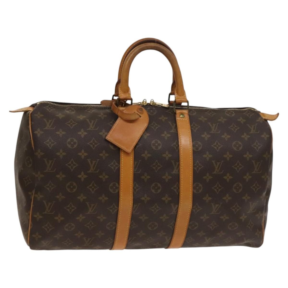 Louis Vuitton Keepall Bag Monogram Canvas, BROWN, CANVAS, Travel bag