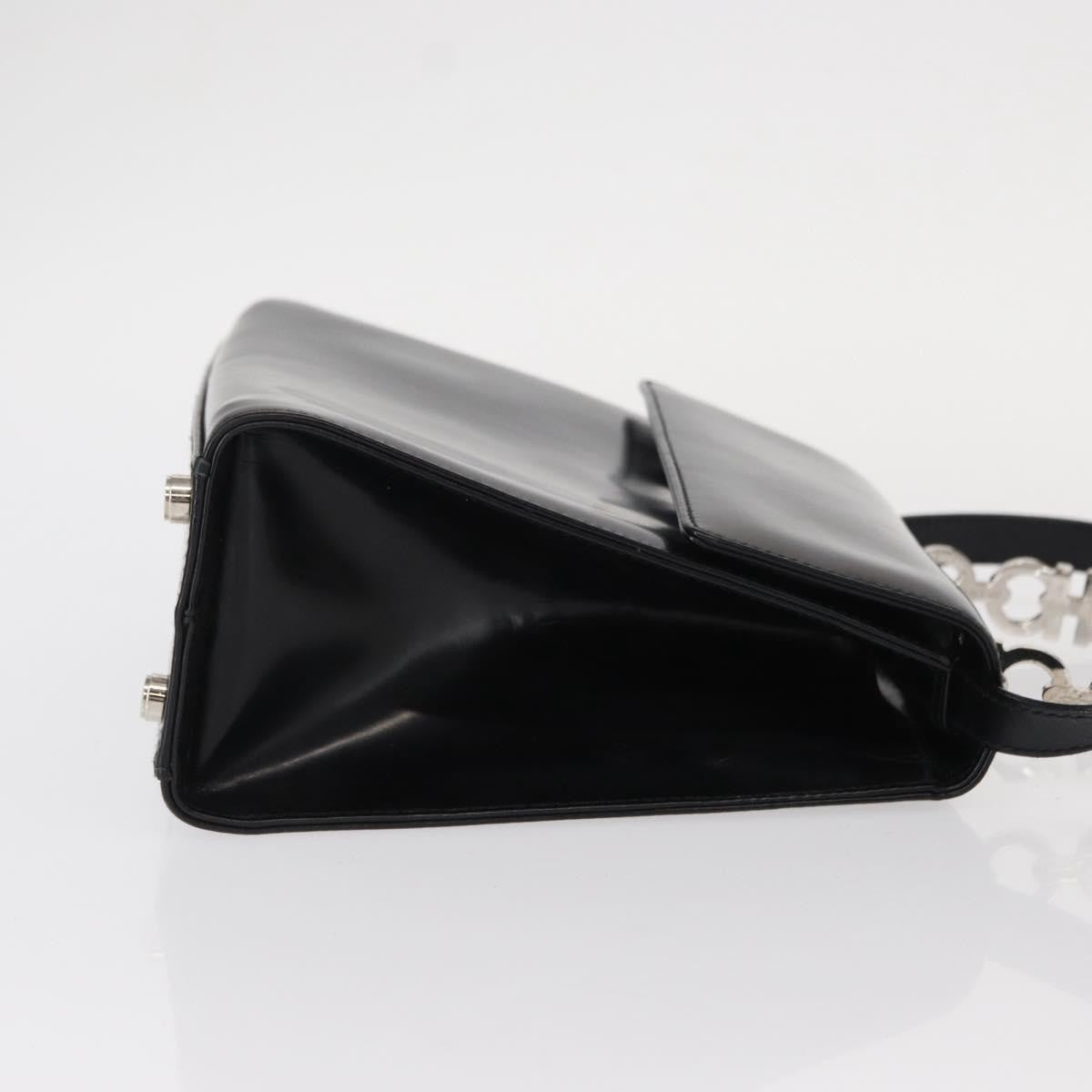 Salvatore Ferragamo Gancini handbag Leather, BLACK, LEATHER, Handbag