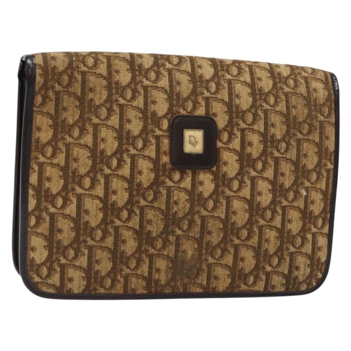 Christian Dior Vintage Trotter Pouch Diorissimo Canvas, BROWN, CANVAS, Clutche & pouche