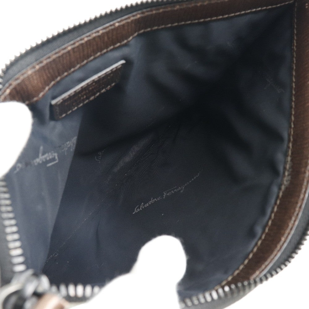 Salvatore Ferragamo Revival Travel Document Holder Leather, BROWN, LEATHER, Clutche & pouche