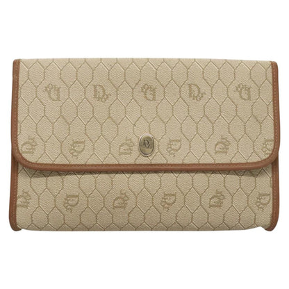 Christian Dior Vintage Honeycomb chain Canvas, BEIGE, CANVAS, Shoulder bag