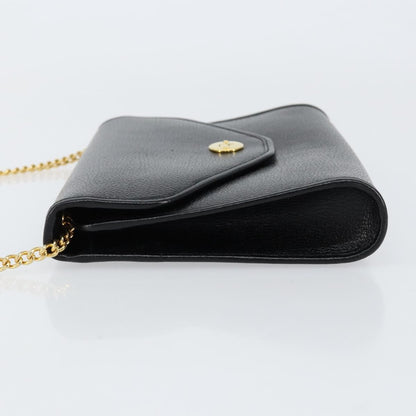 Christian Dior Vintage Chain Flap Shoulder Bag Leather, BLACK, LEATHER, Shoulder bag