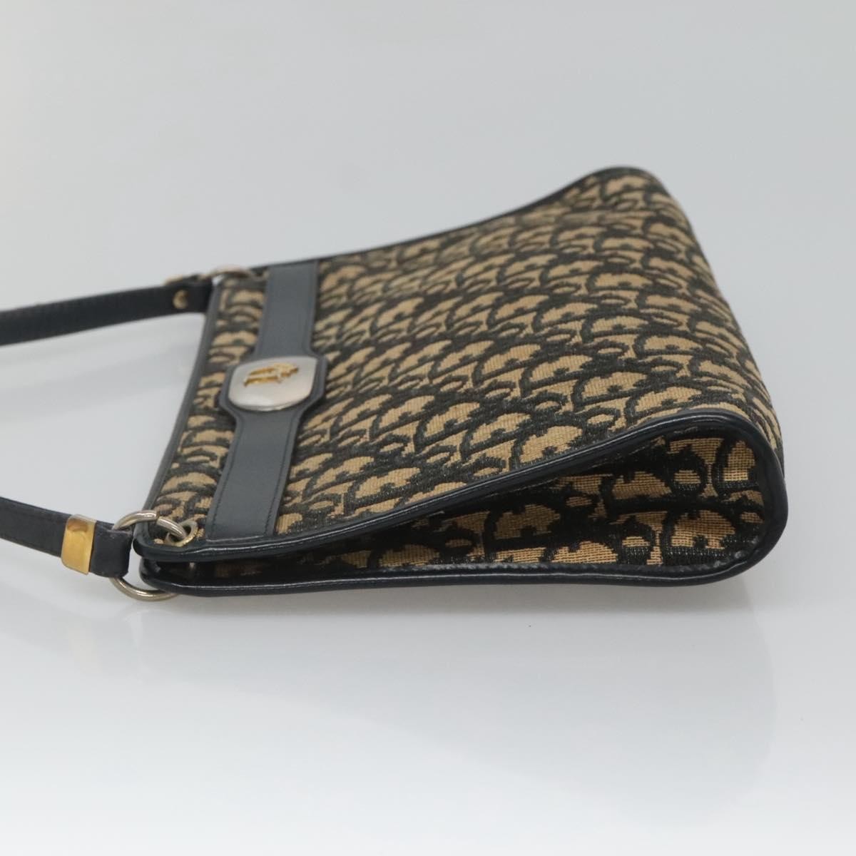 Christian Dior Vintage Trotter Shoulder Bag Canvas, NAVY, CANVAS, Shoulder bag