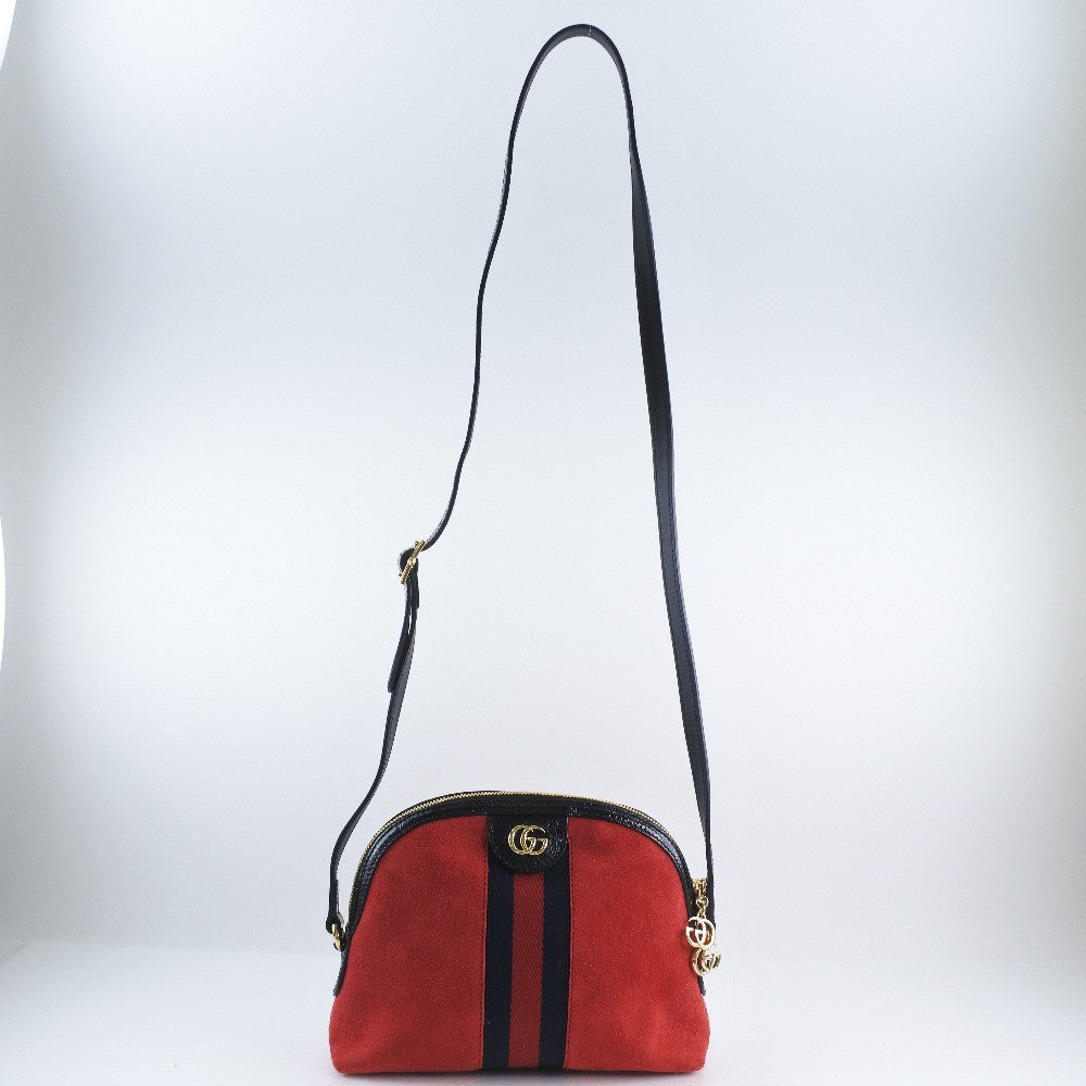 Gucci Ophidia Dome Shoulder Bag Suede, RED, SUEDE, Shoulder bag