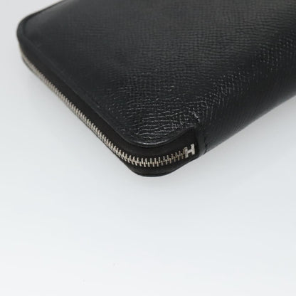 Hermes Azap Zip Around Wallet Silk'in Epsom, Black, Leather, Wallet