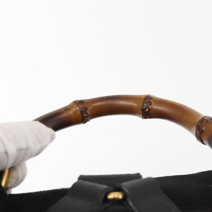 Gucci Vintage Bamboo Backpack Suede, BLACK, SUEDE, Backpack