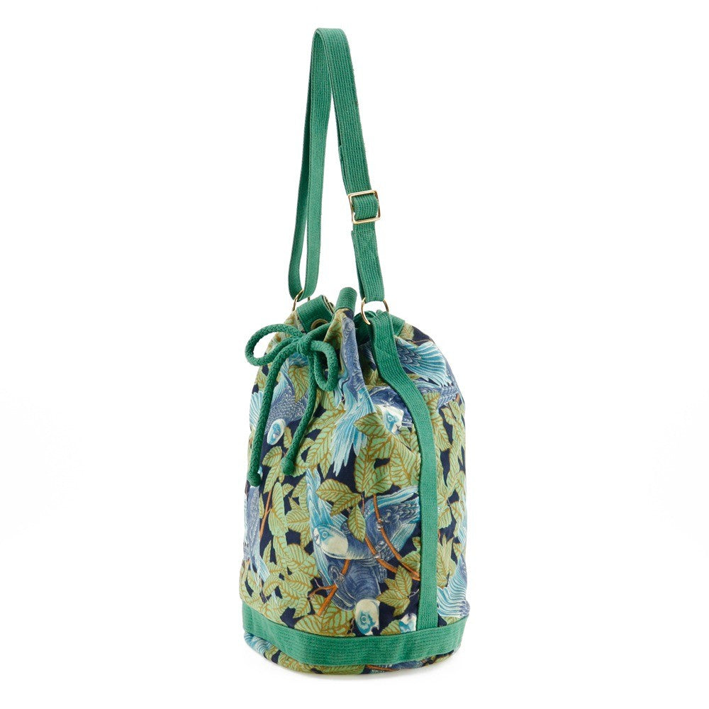 Hermes Vintage Drawstring Bucket Shoulder Bag Printed Canvas, MULTICOLOUR, COTTON, Shoulder bag