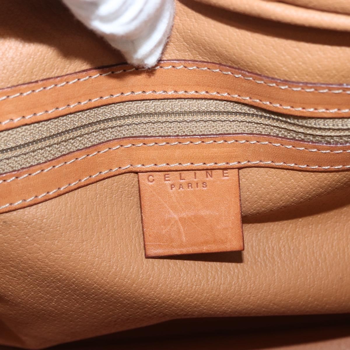 Celine Vintage Macadam Handbag Canvas and Leather, BROWN, CANVAS, Handbag