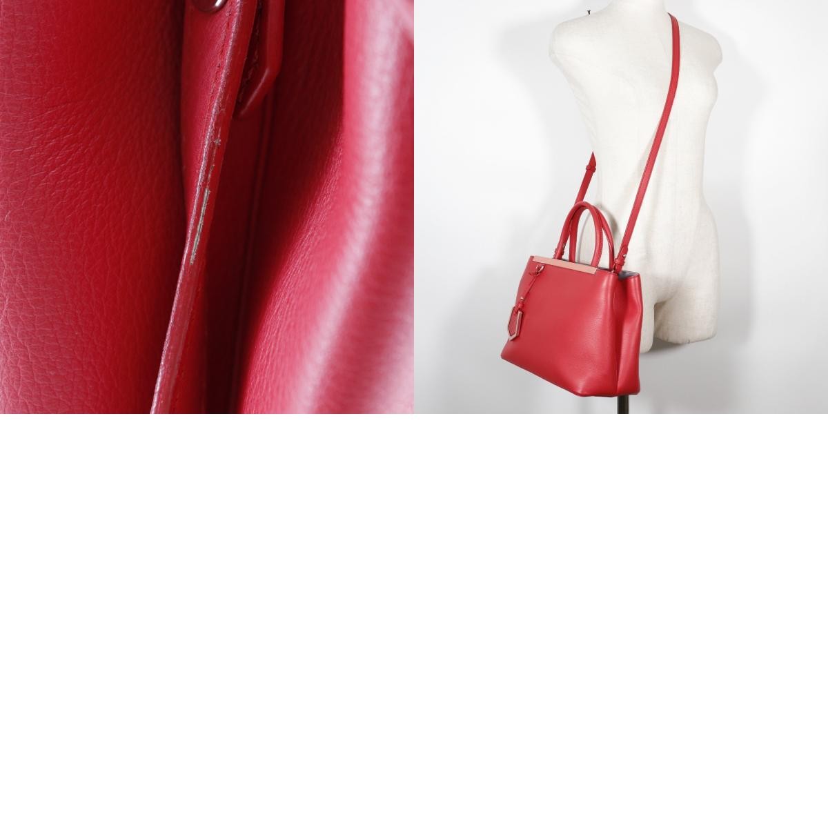 Fendi 2Jours Bag Leather, RED, CALFSKIN, Tote bag