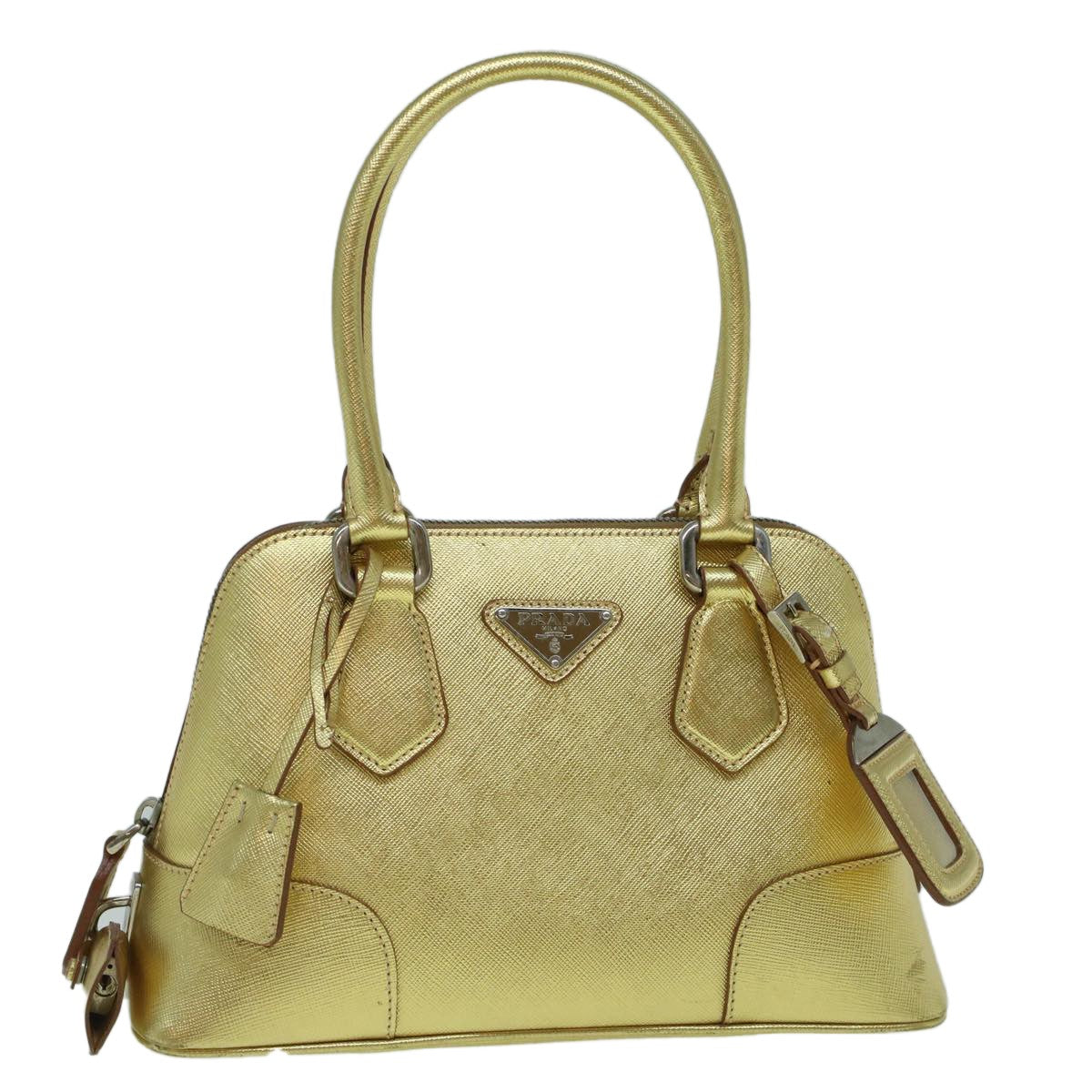 Prada Promenade Bag Saffiano Leather, GOLD, LEATHER, Handbag