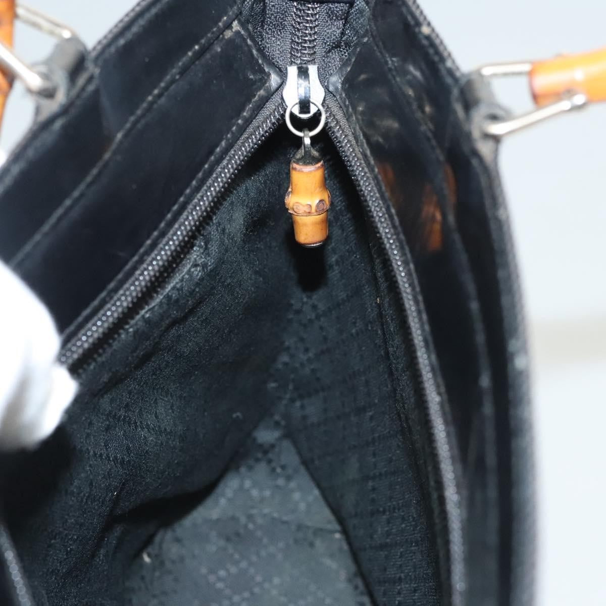 Gucci Vintage Bamboo Handle Tote Canvas, BLACK, CANVAS, Tote bag