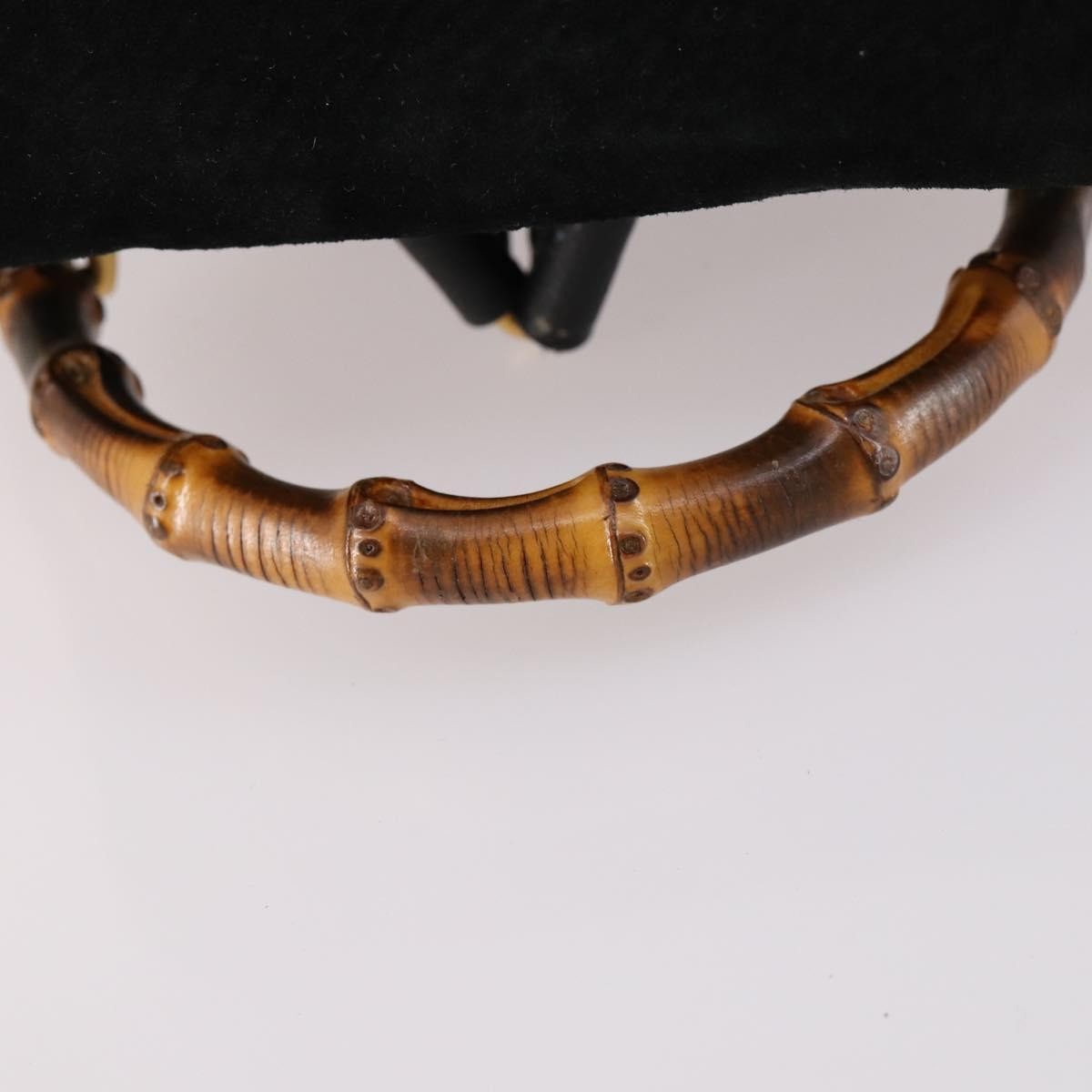 Gucci Vintage Bamboo Backpack Suede, BLACK, SUEDE, Backpack