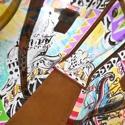 Prada Venice Belted Tote Printed Canvas and Leather, MULTICOLOUR, LEATHER, Tote bag
