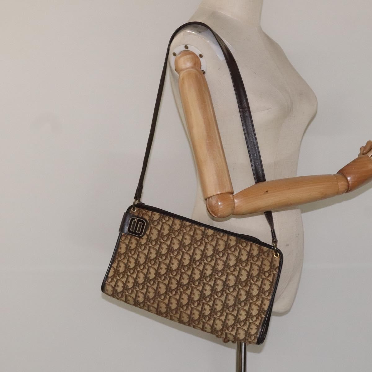 Christian Dior Vintage Trotter Shoulder Bag Canvas, BROWN, CANVAS, Shoulder bag