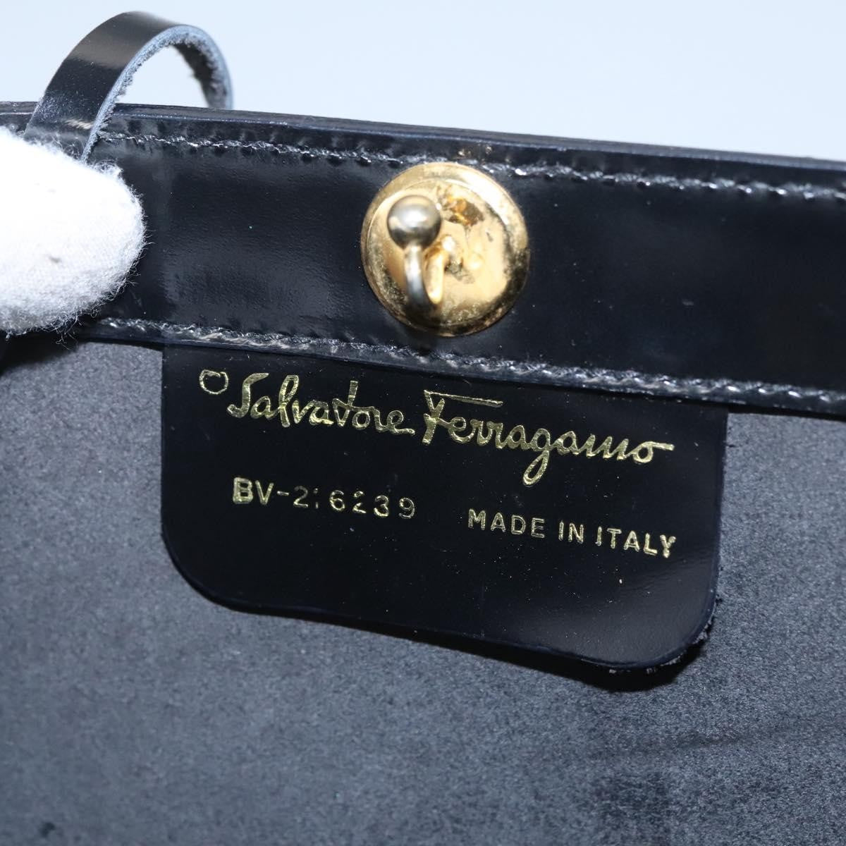 Salvatore Ferragamo Shopper Tote Patent Leather, BLACK, LEATHER, Tote bag