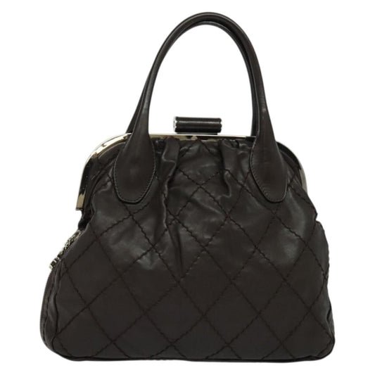 Chanel Expandable Zip Around Frame Bag Quilted Leather, BROWN, LEATHER, Handbag