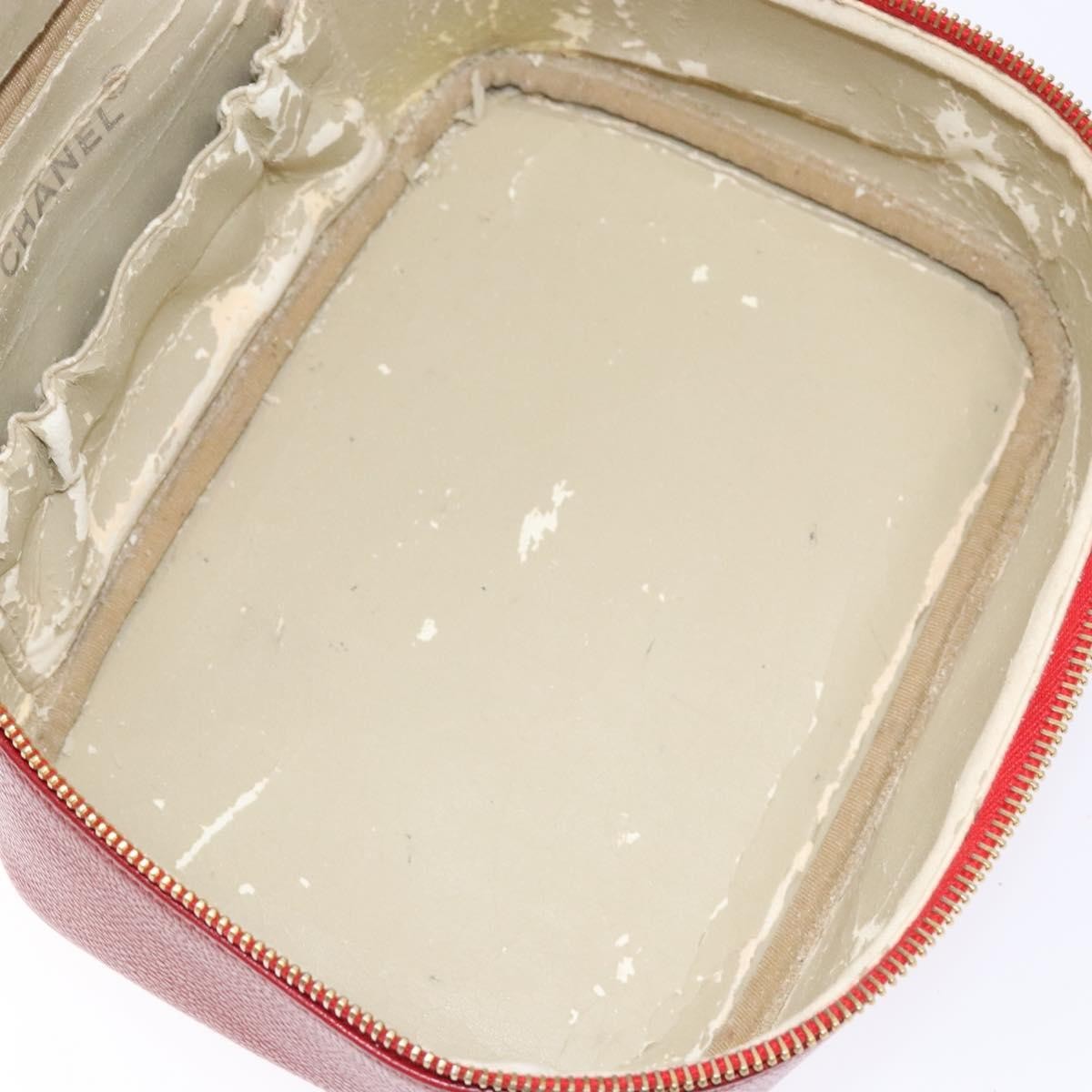 Chanel Vintage Timeless Zip Around Vanity Case Caviar, RED, CALFSKIN, Handbag