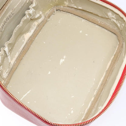 Chanel Vintage Timeless Zip Around Vanity Case Caviar, RED, CALFSKIN, Handbag