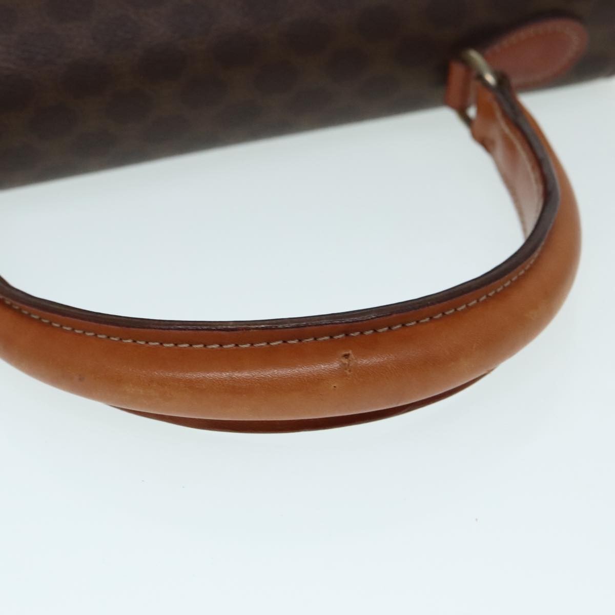 Celine Vintage Macadam Handbag Canvas and Leather, BROWN, CANVAS, Handbag