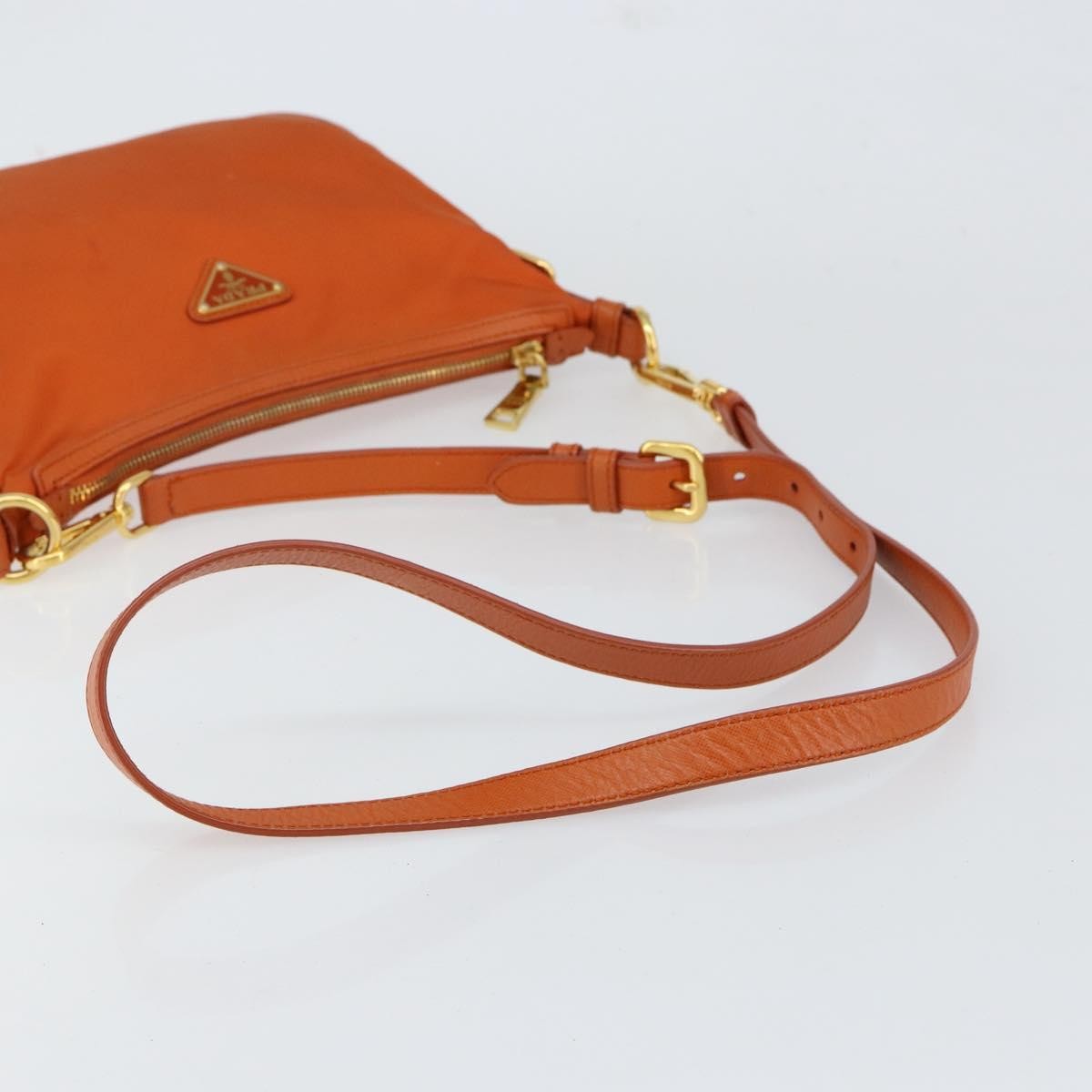 Prada Flat Messenger Tessuto with Leather, Orange, Nylon, Shoulder Bag