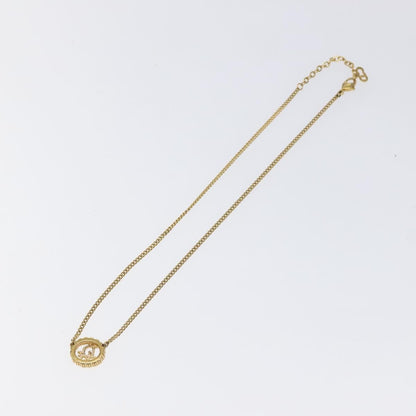 Christian Dior Vintage Logo Round Pendant Necklace Metal, GOLD, METAL, Necklace