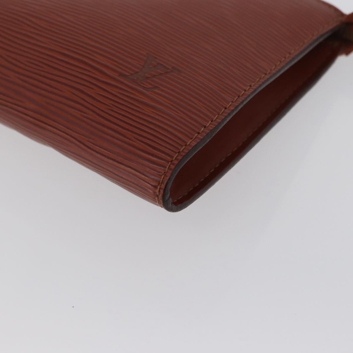 Louis Vuitton Pochette Accessoires Epi Leather, BROWN, LEATHER, Clutche & pouche