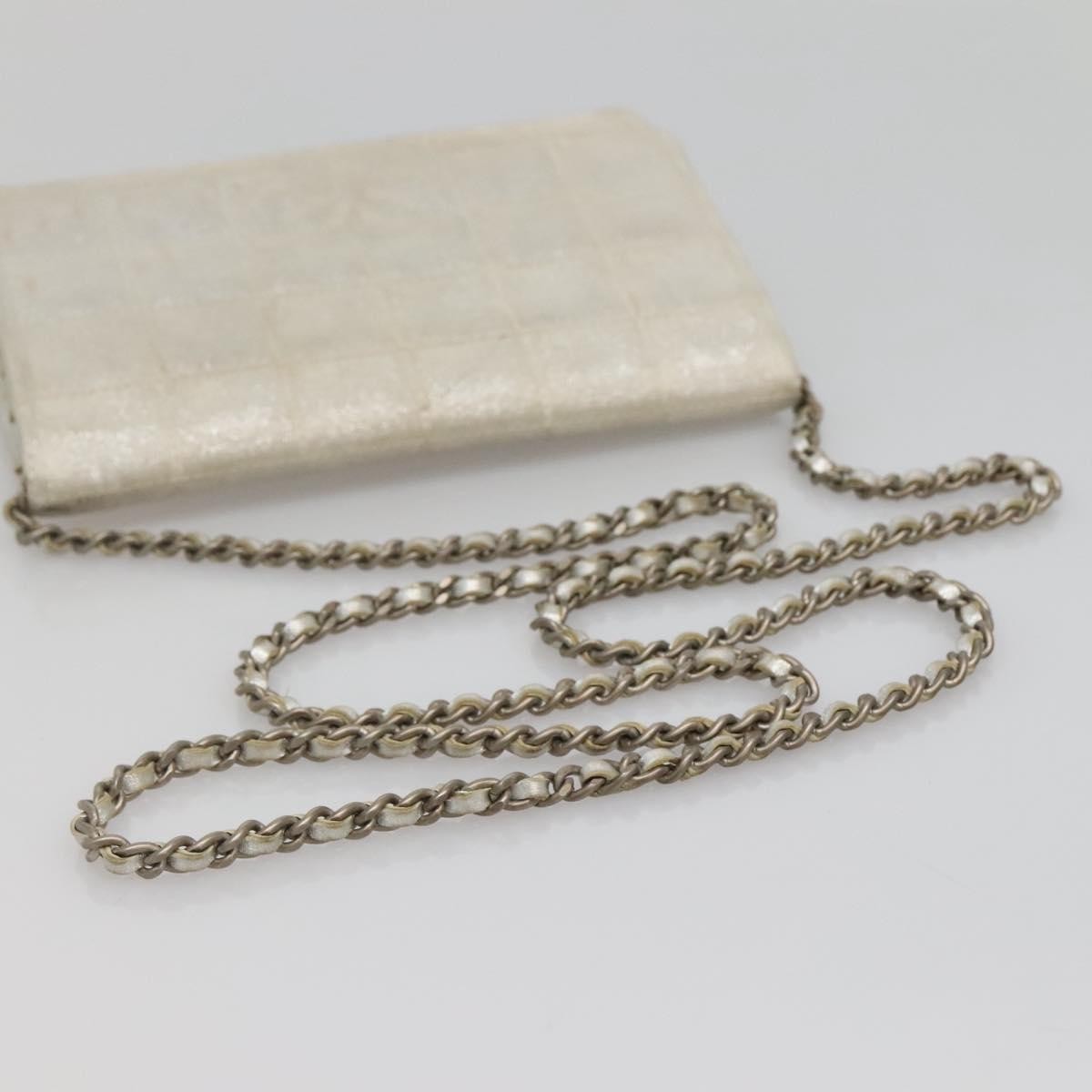 Chanel Travel Line Wallet on Chain Quilted Nylon, Silver, Nylon, Wallet
