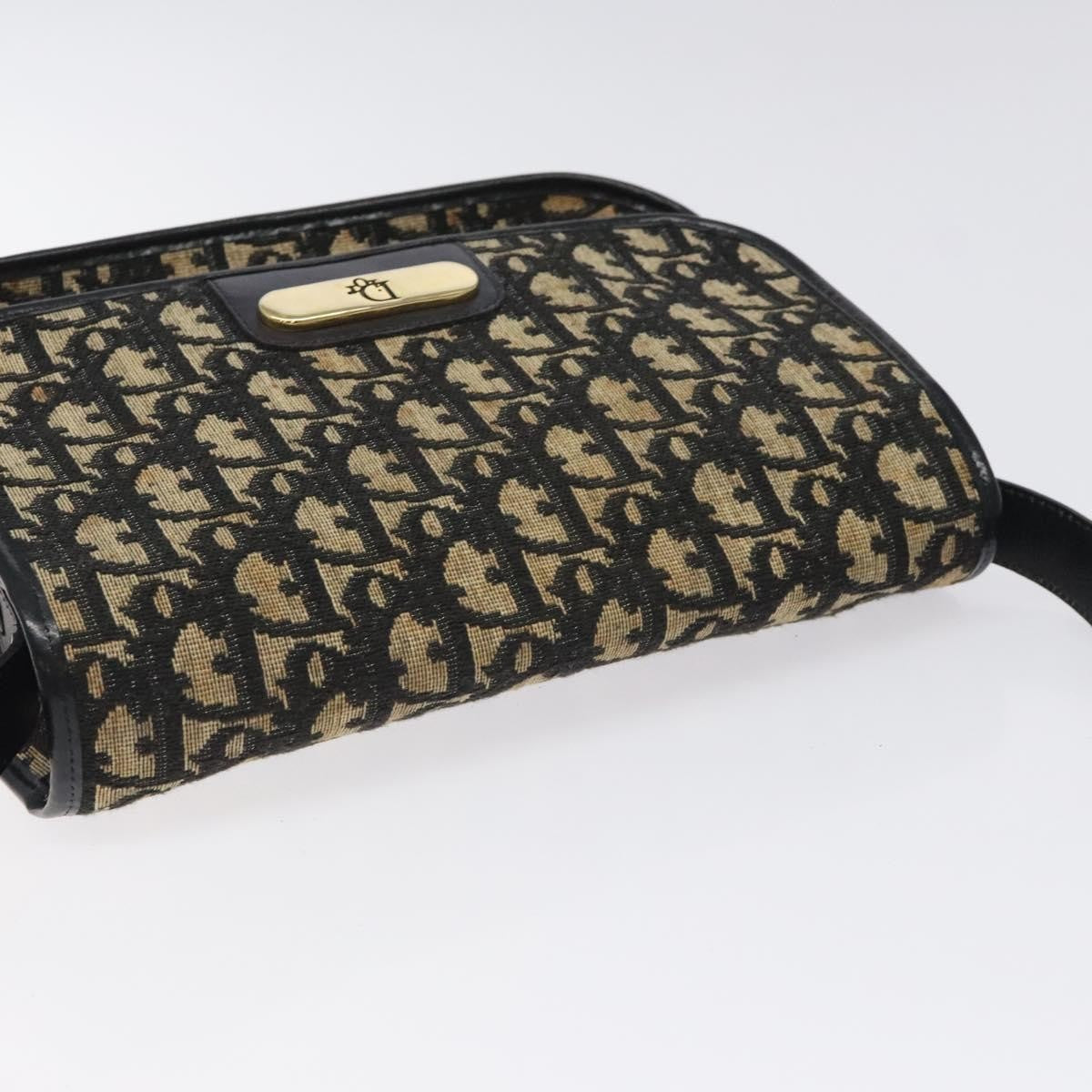 Christian Dior Vintage Flap Crossbody Bag Canvas, BLACK, CANVAS, Shoulder bag