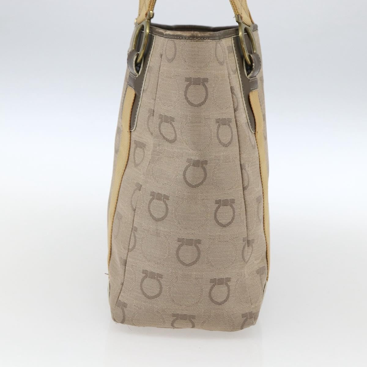 Salvatore Ferragamo Gancini handbag Canvas, BEIGE, CANVAS, Handbag