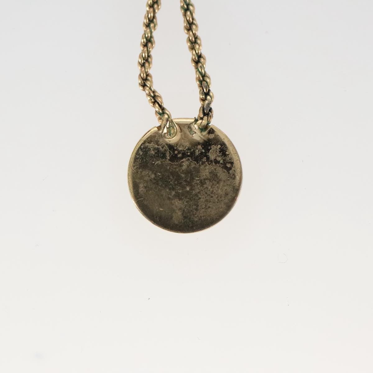 Christian Dior Vintage Logo Round Pendant Necklace Metal, GOLD, METAL, Necklace