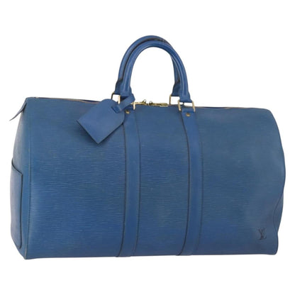 Louis Vuitton Keepall Bag Epi Leather, BLUE, LEATHER, Travel bag