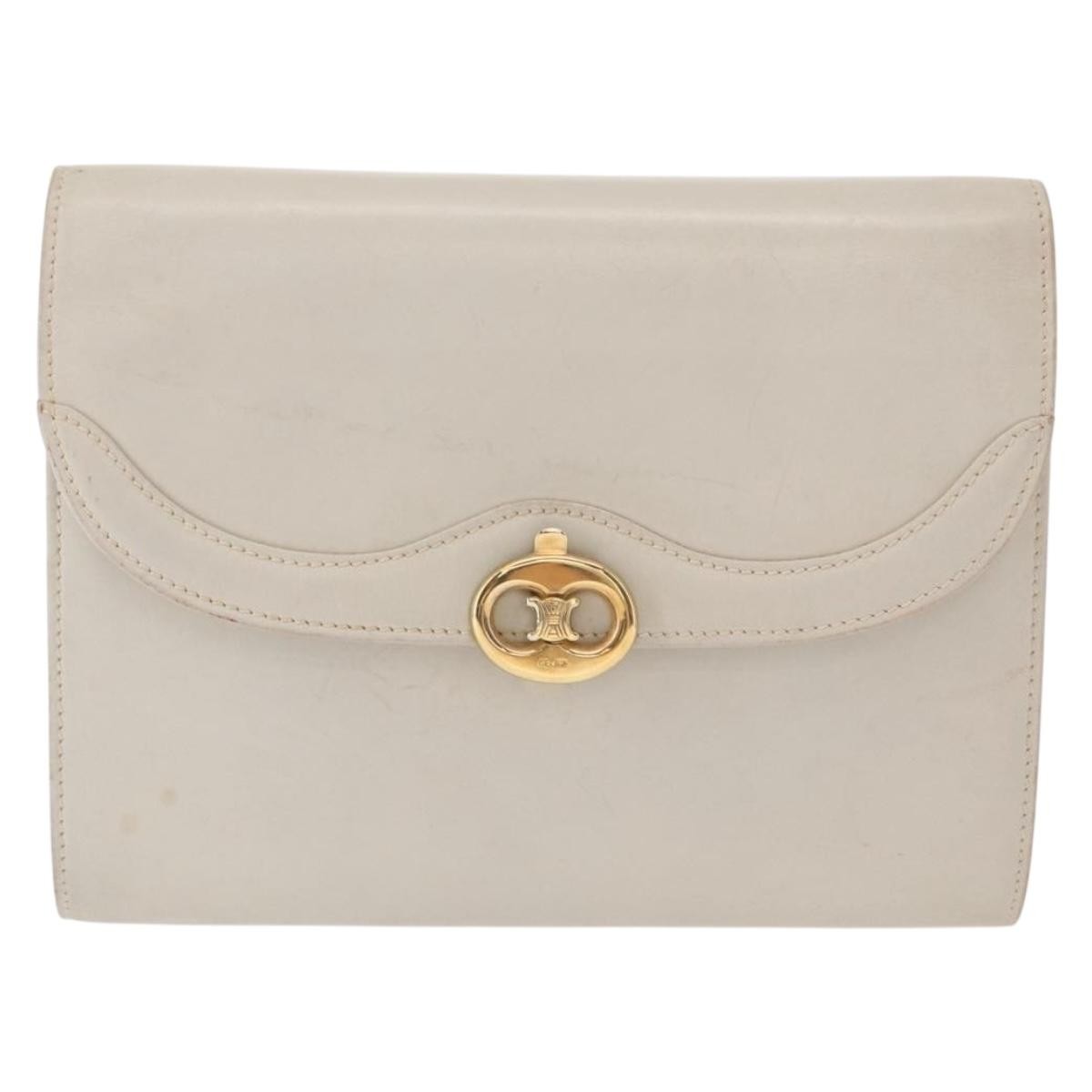 Celine Vintage Shoulder Bag Leather, ECRU, LEATHER, Shoulder bag