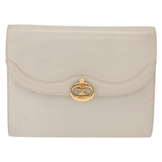 Celine Vintage Shoulder Bag Leather, ECRU, LEATHER, Shoulder bag