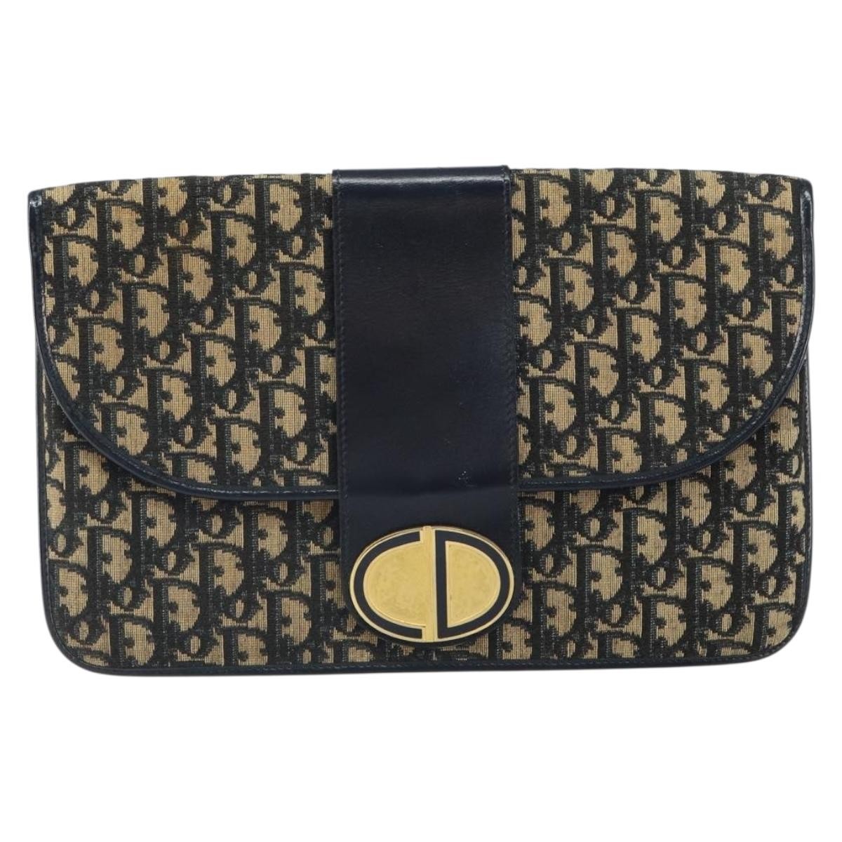 Christian Dior Vintage Trotter Pouch Canvas, NAVY, CANVAS, Clutche & pouche