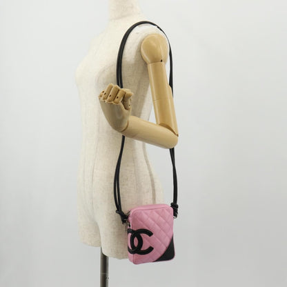 Chanel Cambon Zip Pouch Quilted Leather, PINK, LEATHER, Clutche & pouche