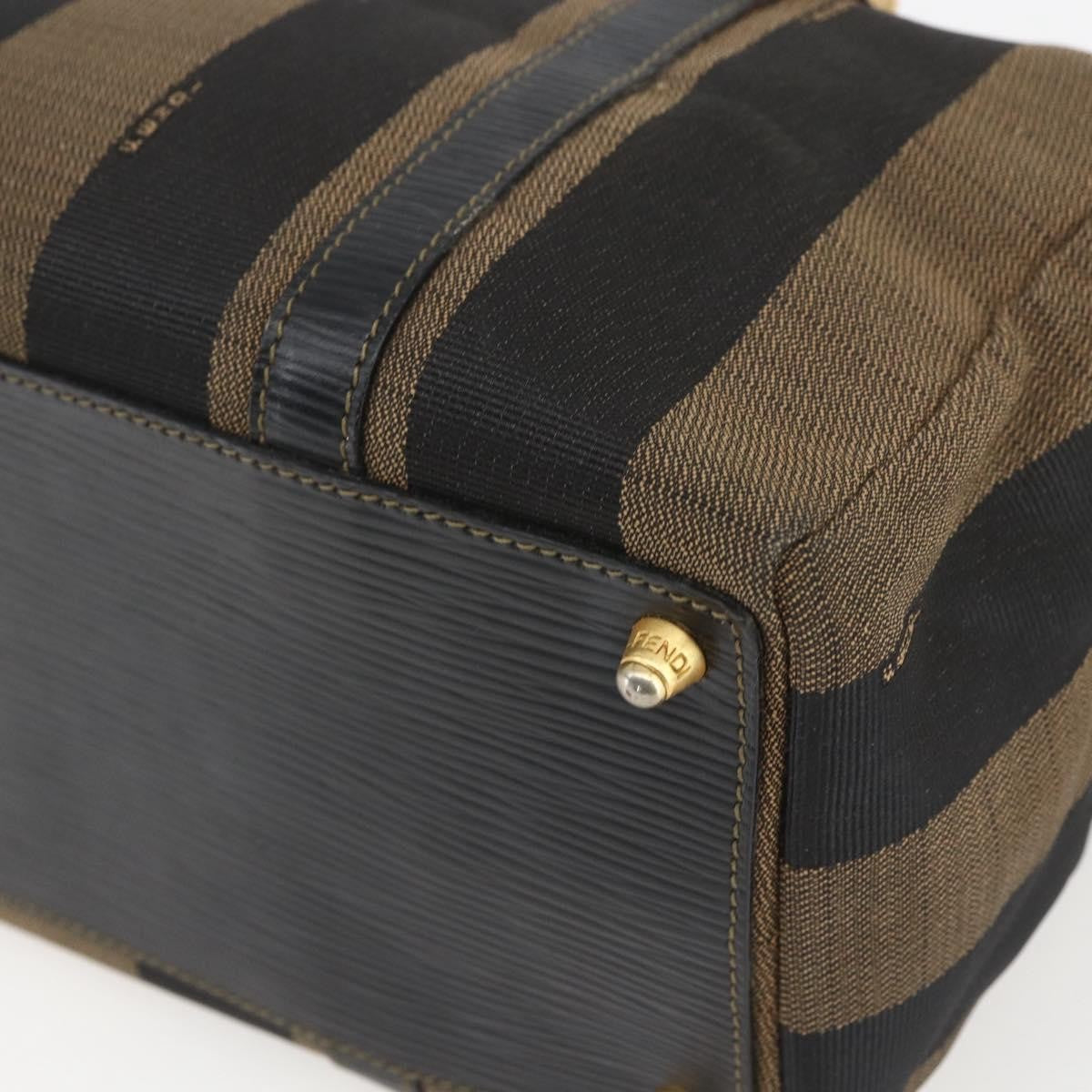 Fendi Vintage Pequin Convertible Boston Bag Coated Canvas, BROWN, CANVAS, Travel bag