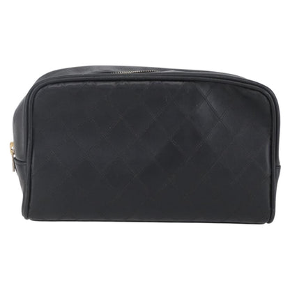 Chanel Vintage Toiletry Pouch Leather, Black, Patent Leather, Clutch