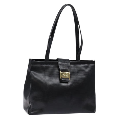 Salvatore Ferragamo Vala Shoulder Bag Leather, BLACK, LEATHER, Tote bag