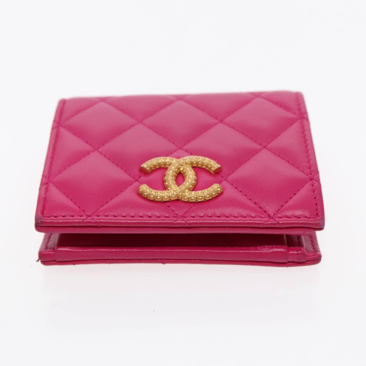 Chanel Textured CC Bifold Wallet Quilted Caviar, PINK, LEATHER, Wallets