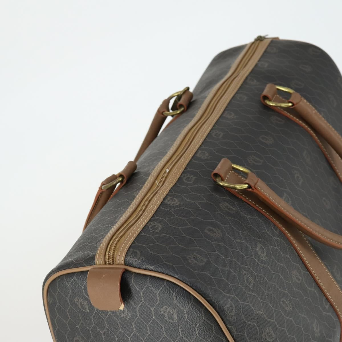 Christian Dior Vintage Honeycomb Boston bag Canvas and Leather, BLACK, CANVAS, Travel bag