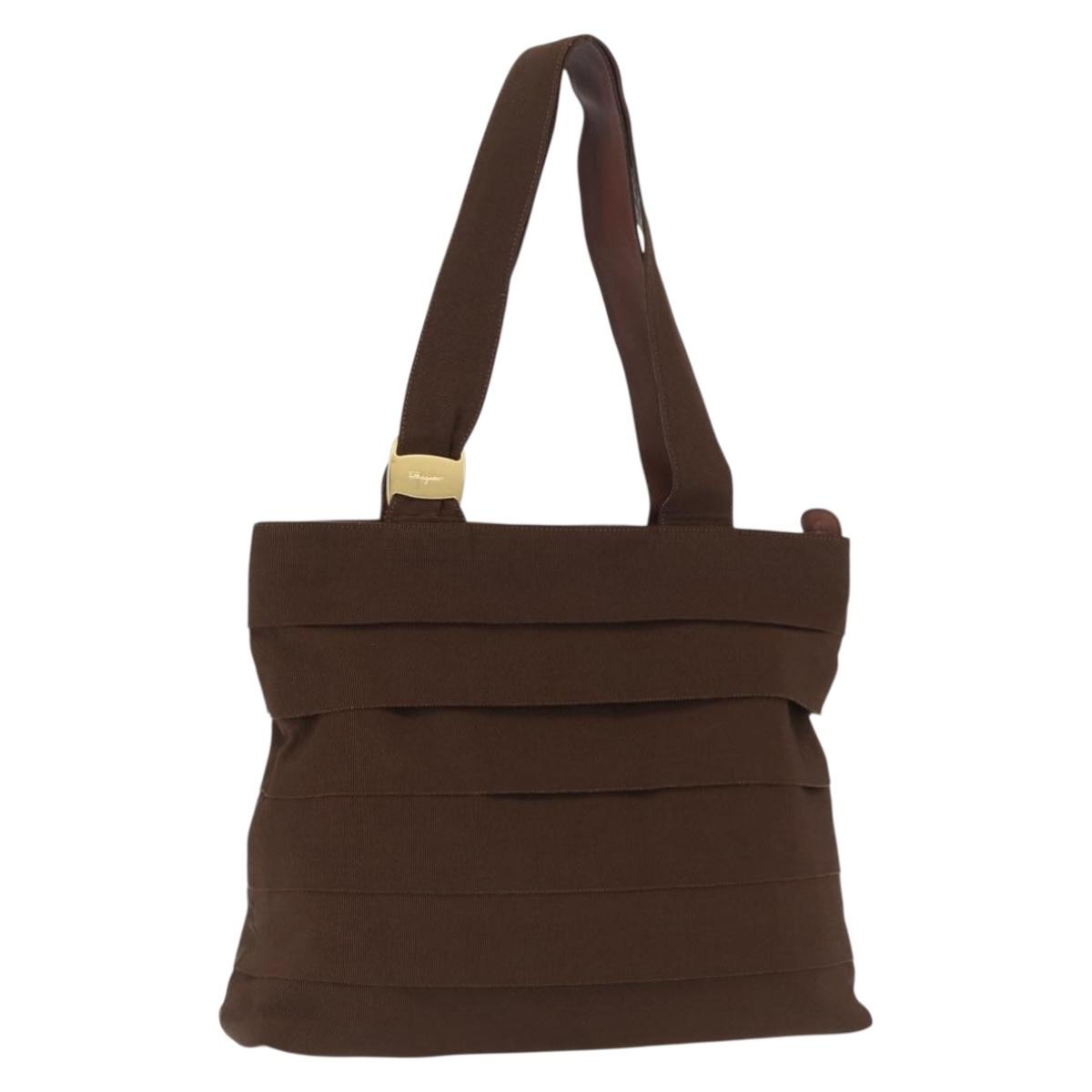 Salvatore Ferragamo Vara Tote Canvas, BROWN, CANVAS, Tote bag
